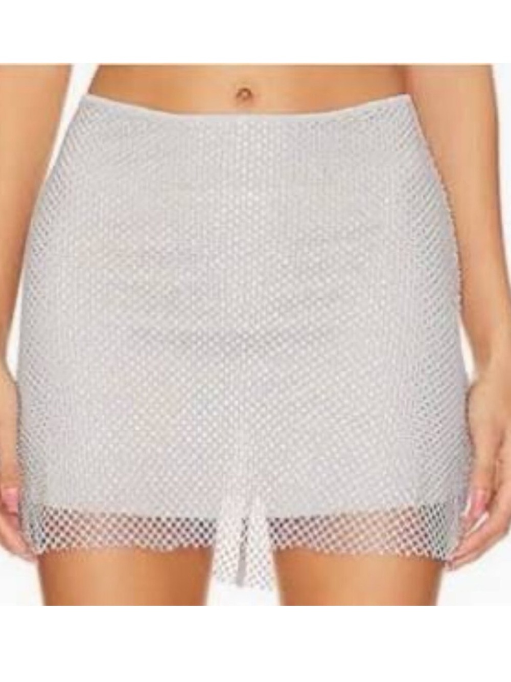 We Wore What Crystal Mesh Mini Skirt